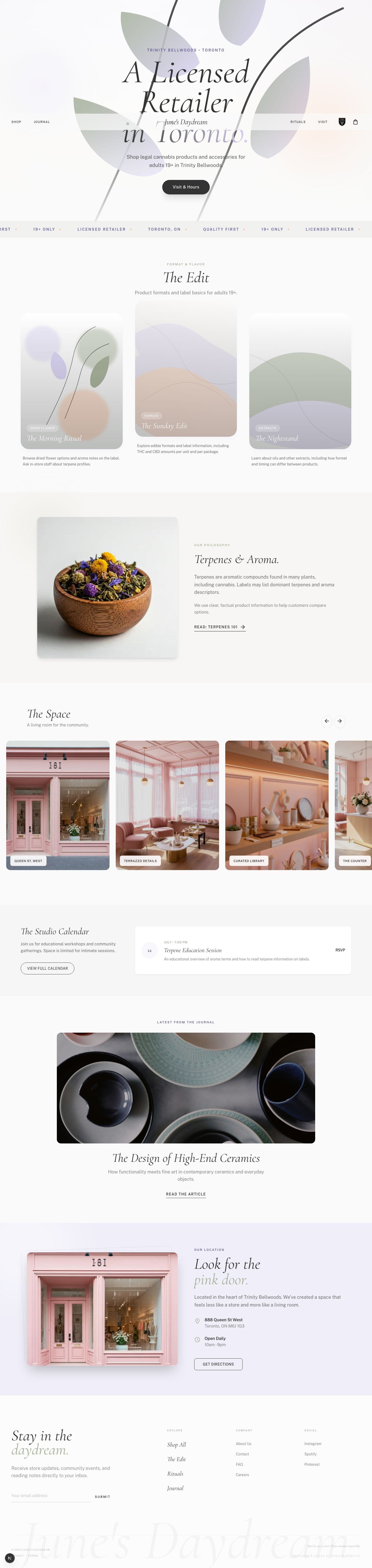 June's Daydream Cannabis full page screenshot